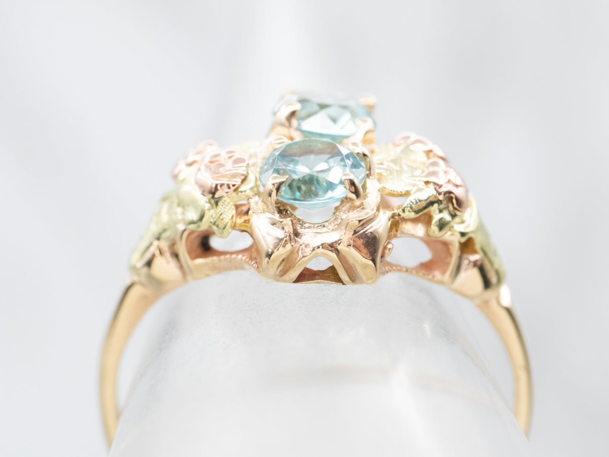 Lovely Botanical Blue Zircon Ring