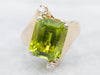 Modernist Peridot and Diamond Cocktail Ring