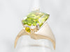 Modernist Peridot and Diamond Cocktail Ring
