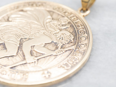 Large Gold Vintage Saint Christopher Medal Pendant