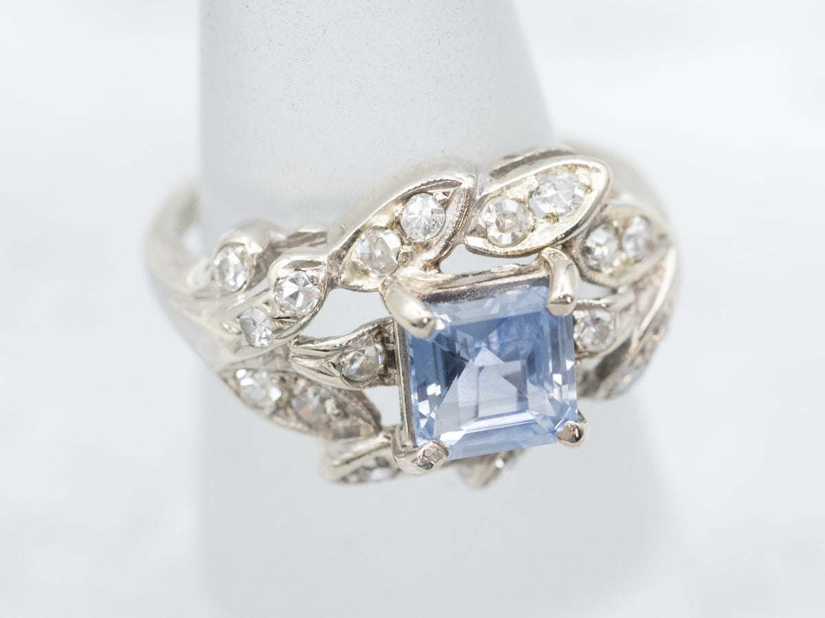 Sweet Retro Sapphire and Diamond Cocktail Ring