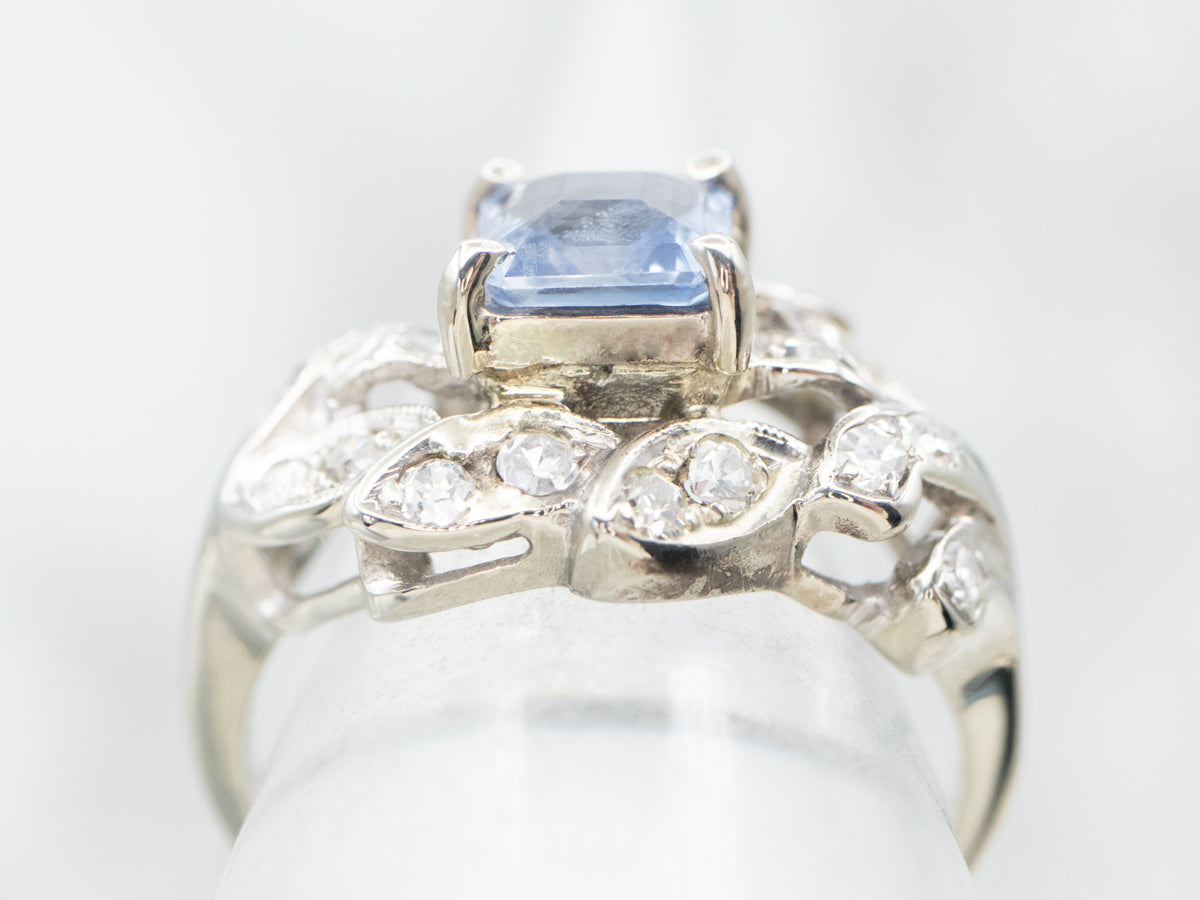 Sweet Retro Sapphire and Diamond Cocktail Ring