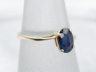 Dainty Blue Sapphire Solitaire Bypass Ring