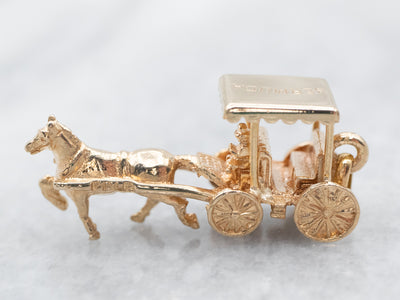 Vintage Gold Bermuda Horse and Carriage Charm