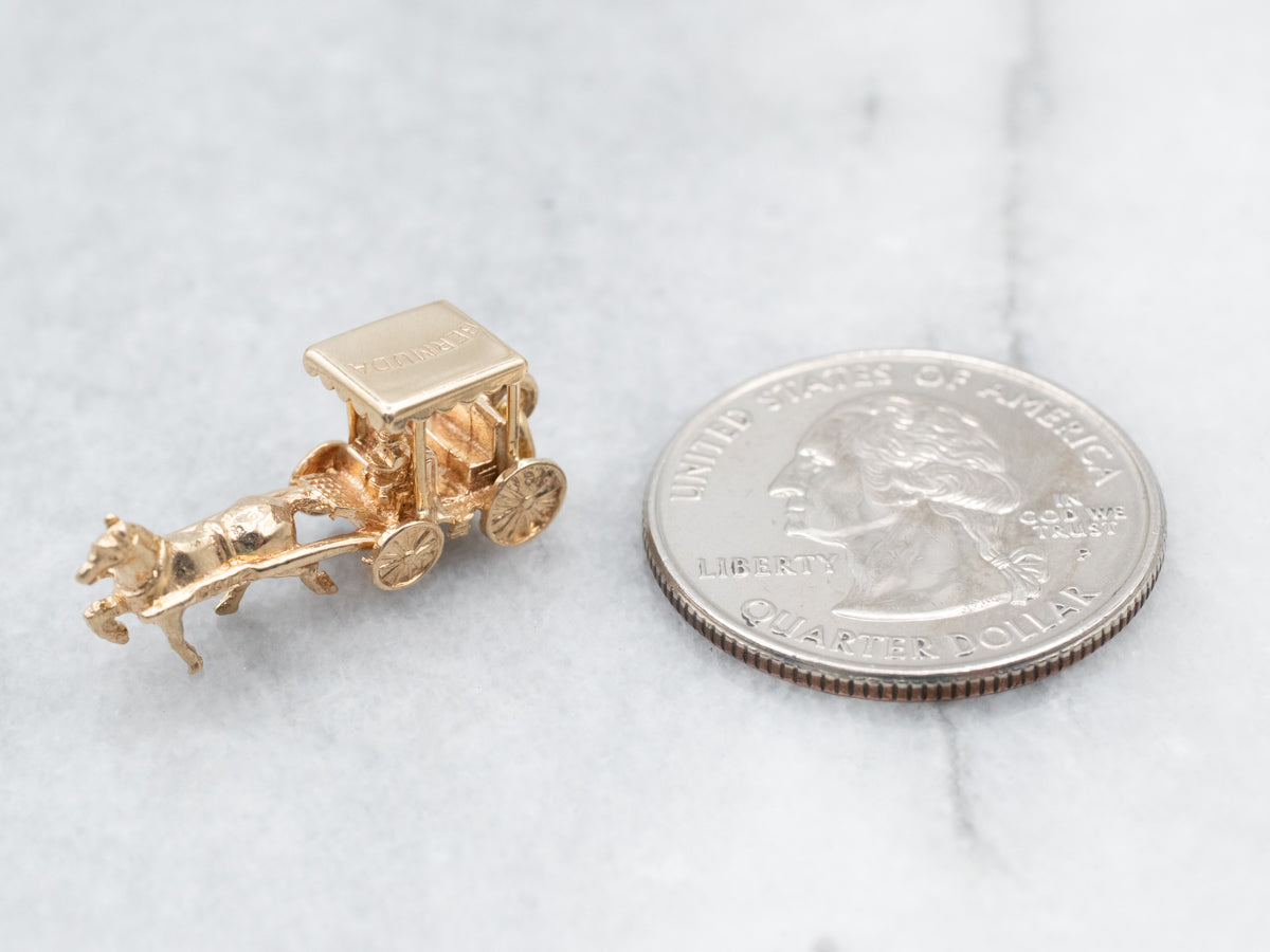 Vintage oro Bermudas caballo y carruaje encanto