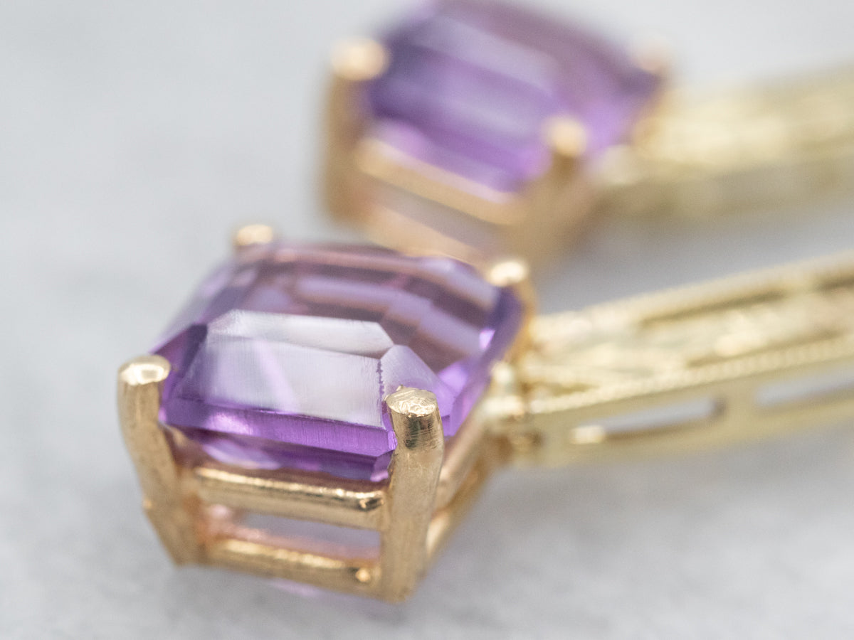 Vintage Amethyst and Green Tourmaline Drop Earrings