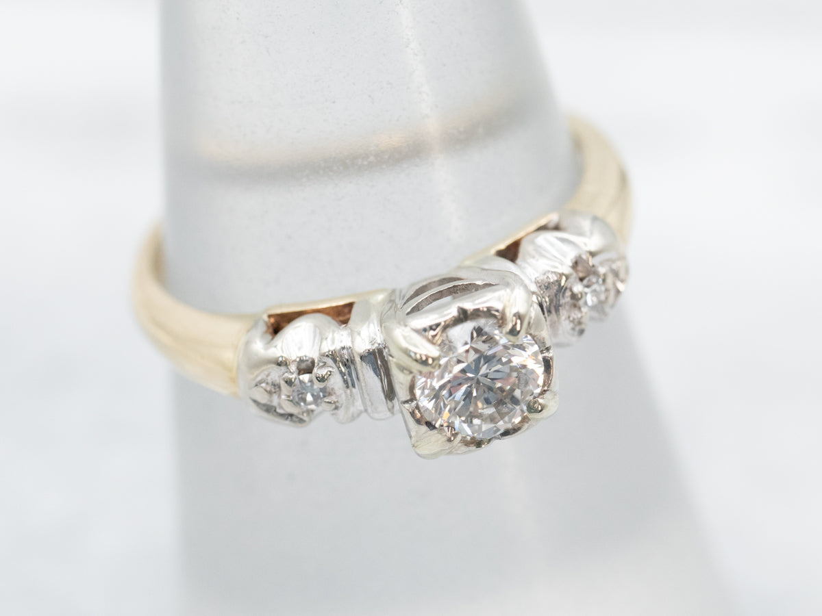 Vintage Three Stone Diamond Engagement Ring