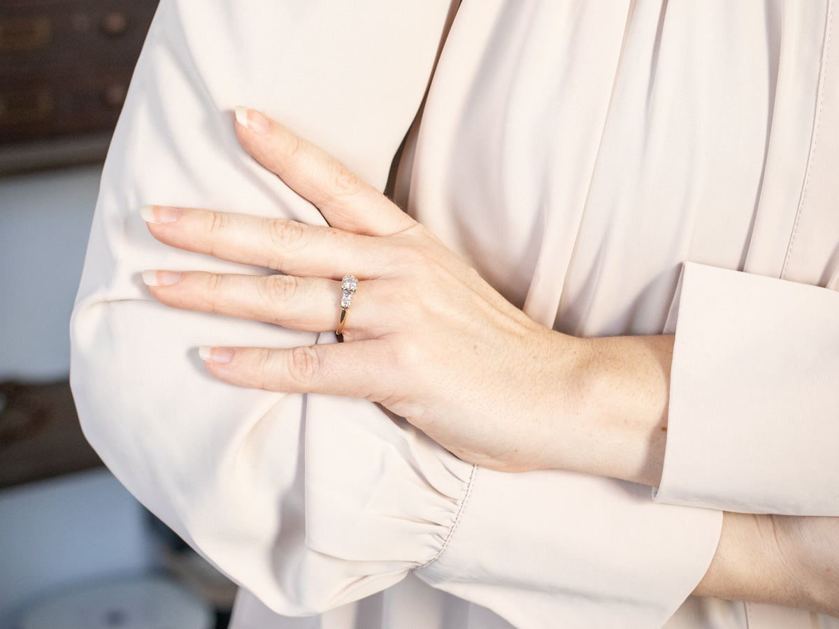 Vintage Three Stone Diamond Engagement Ring