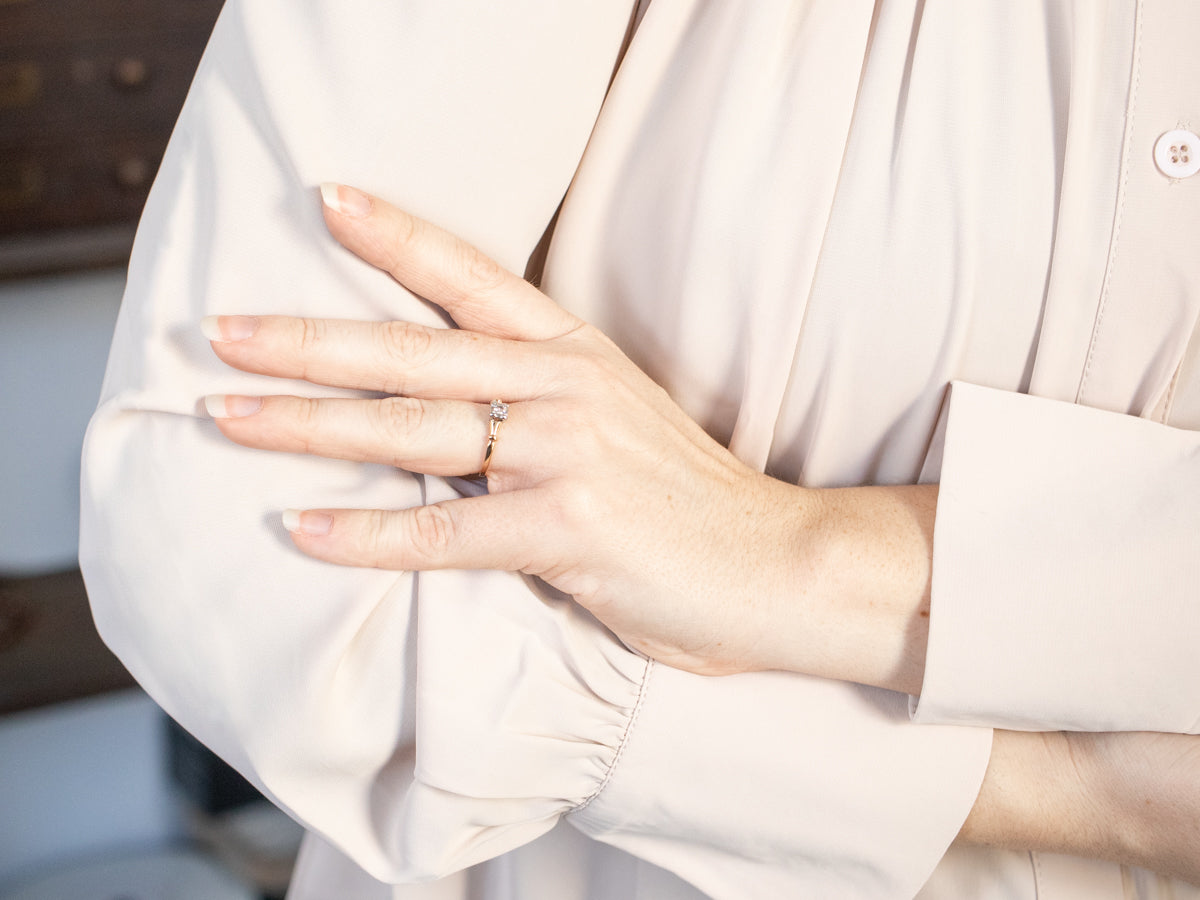 Retro Era European Cut Diamond Solitaire Engagement Ring