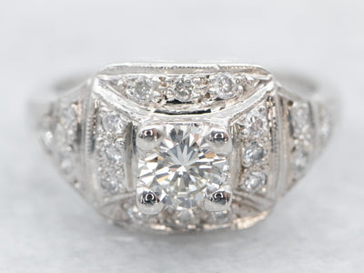 Platinum Modern Engagement Ring Set for Women ADLR383S