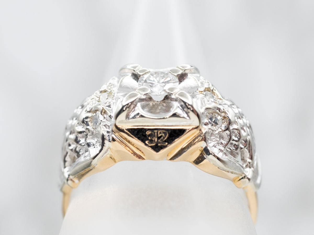 Vintage Diamond Masonic Ring