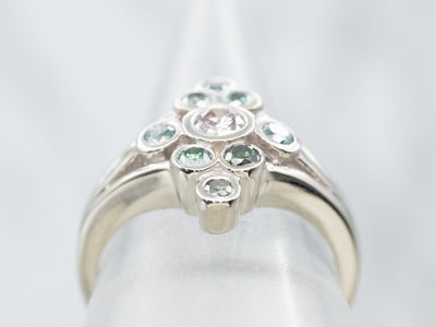 Sleek Colorful Diamond Cluster Ring