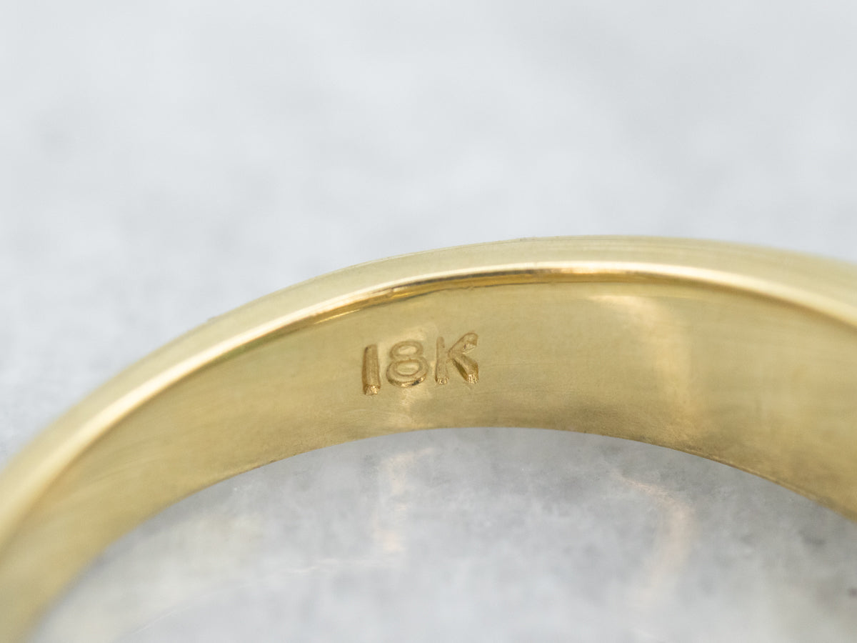 Modern 18K Gold Emerald and Diamond Ring