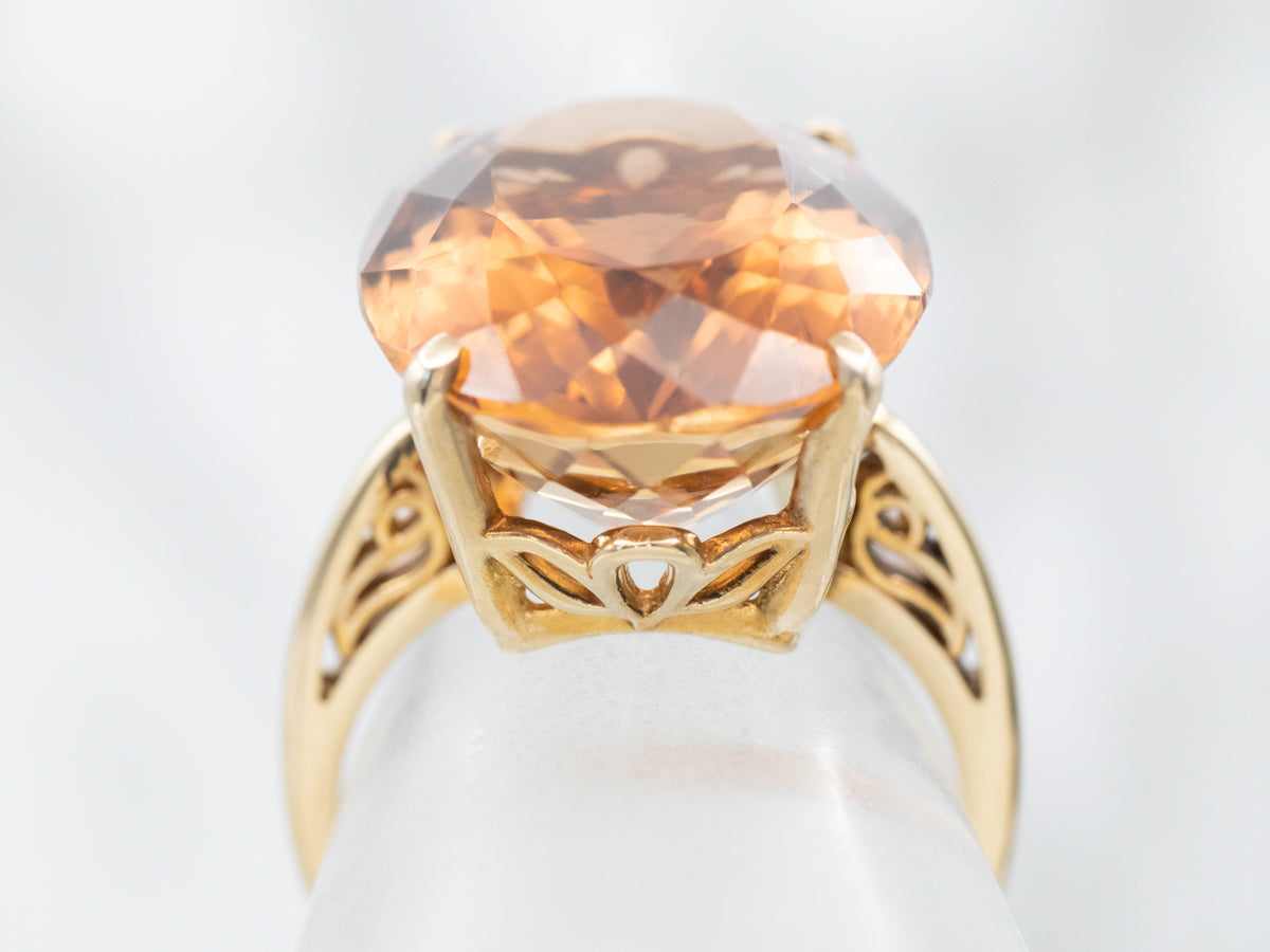 Stunning Peach Pink Tourmaline Cocktail Ring