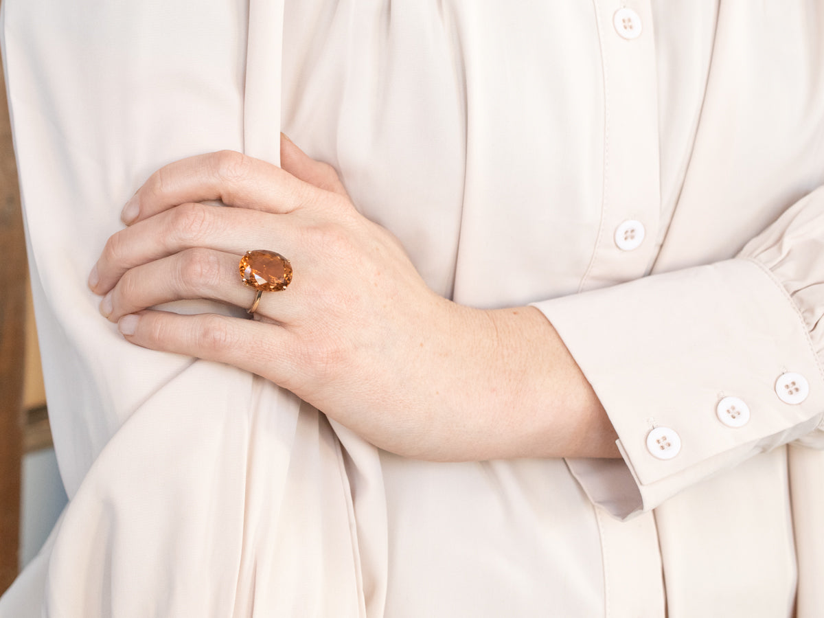 Stunning Peach Pink Tourmaline Cocktail Ring