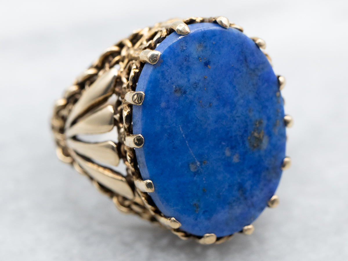 Vintage Gold Lapis Statement Ring