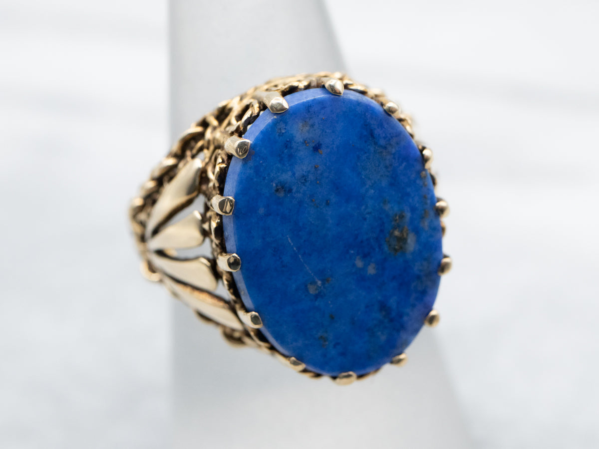 Vintage Gold Lapis Statement Ring