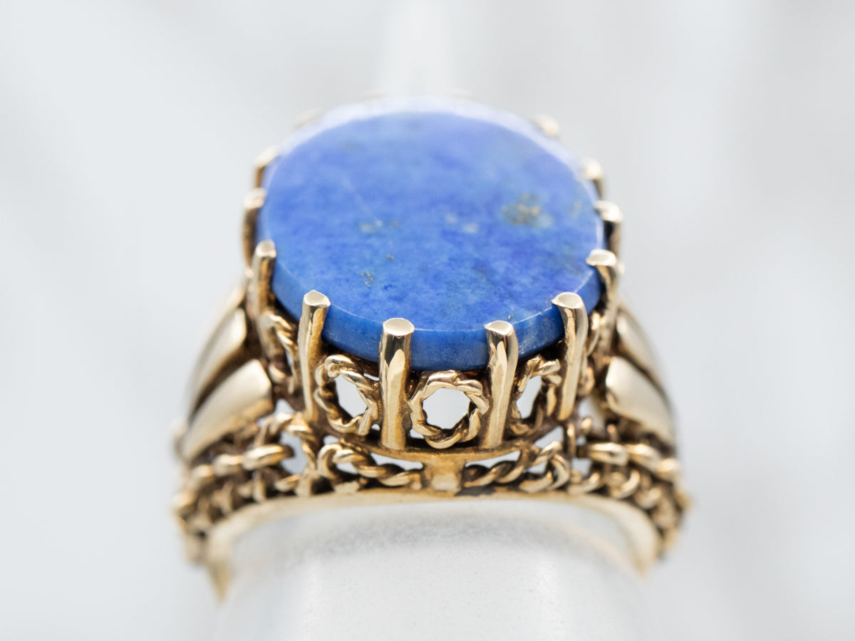 Vintage Gold Lapis Statement Ring
