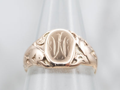 Rose Gold "M" Monogrammed Signet Ring