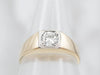 Two Tone Gold European Cut Diamond Solitaire Engagement Ring