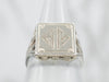 White Gold Art Deco "AM" Monogrammed Signet Ring