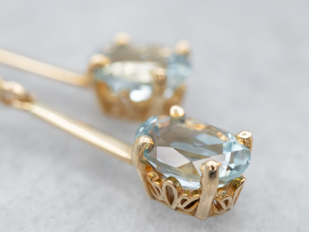 Pendientes colgantes de aguamarina en oro amarillo