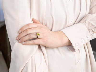 Sleek White Gold Peridot Ring