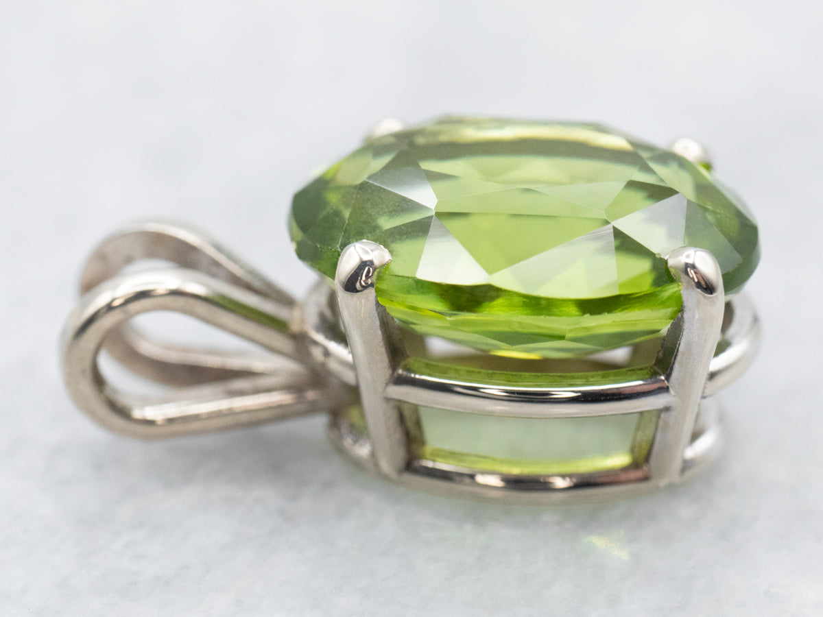 Simple Gold Peridot Solitaire Pendant