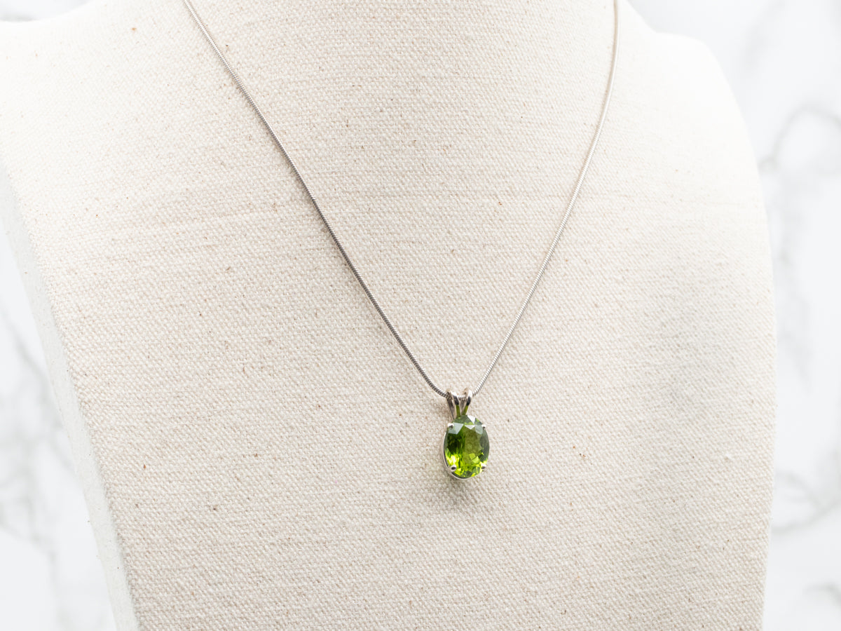 Simple Gold Peridot Solitaire Pendant