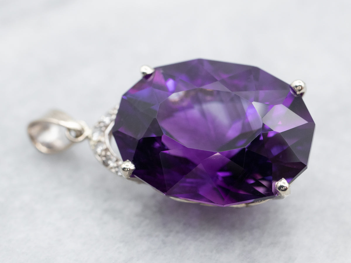 Fancy Cut Amethyst and Diamond Statement Pendant