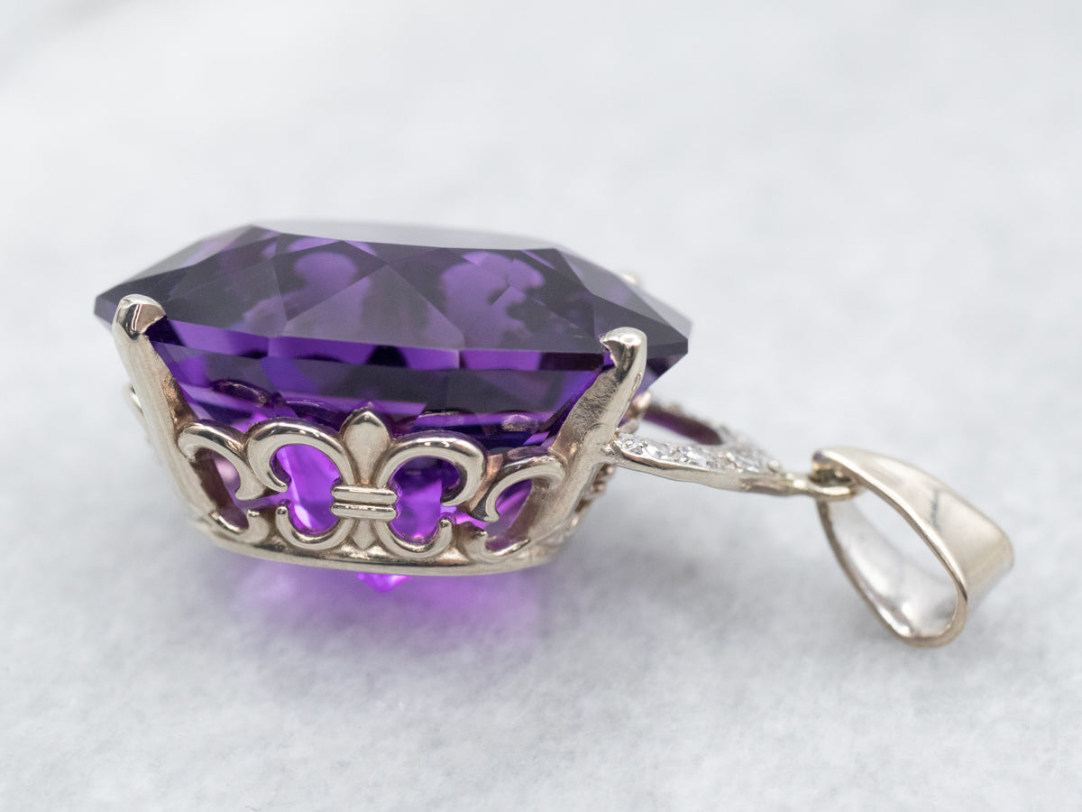 Fancy Cut Amethyst and Diamond Statement Pendant