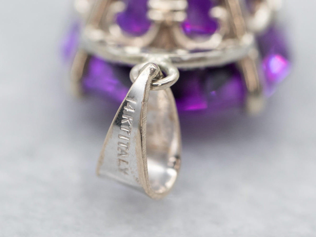 Fancy Cut Amethyst and Diamond Statement Pendant
