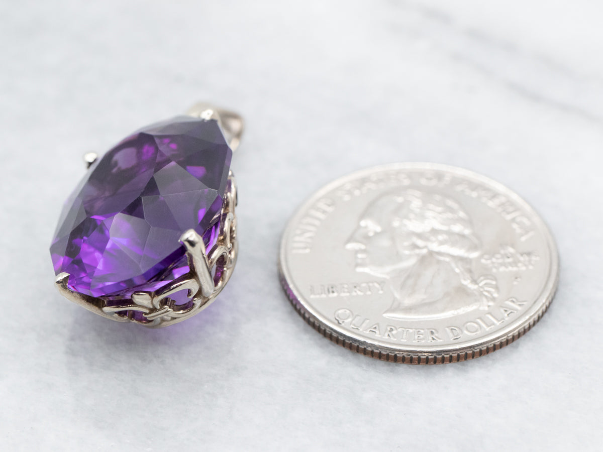 Fancy Cut Amethyst and Diamond Statement Pendant