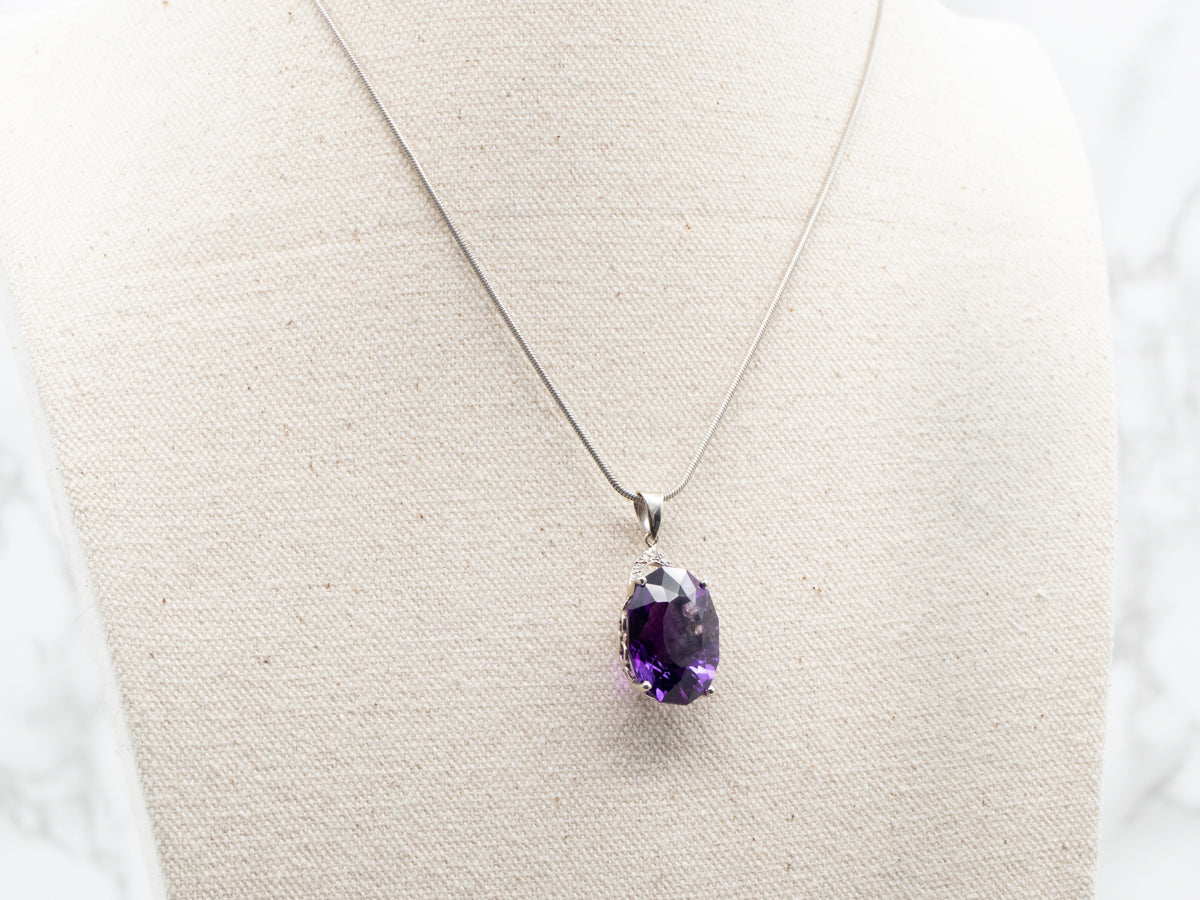 Fancy Cut Amethyst and Diamond Statement Pendant