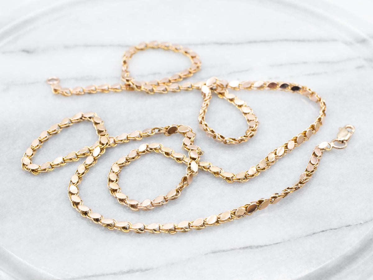 Long Yellow Gold Flat Curb Chain