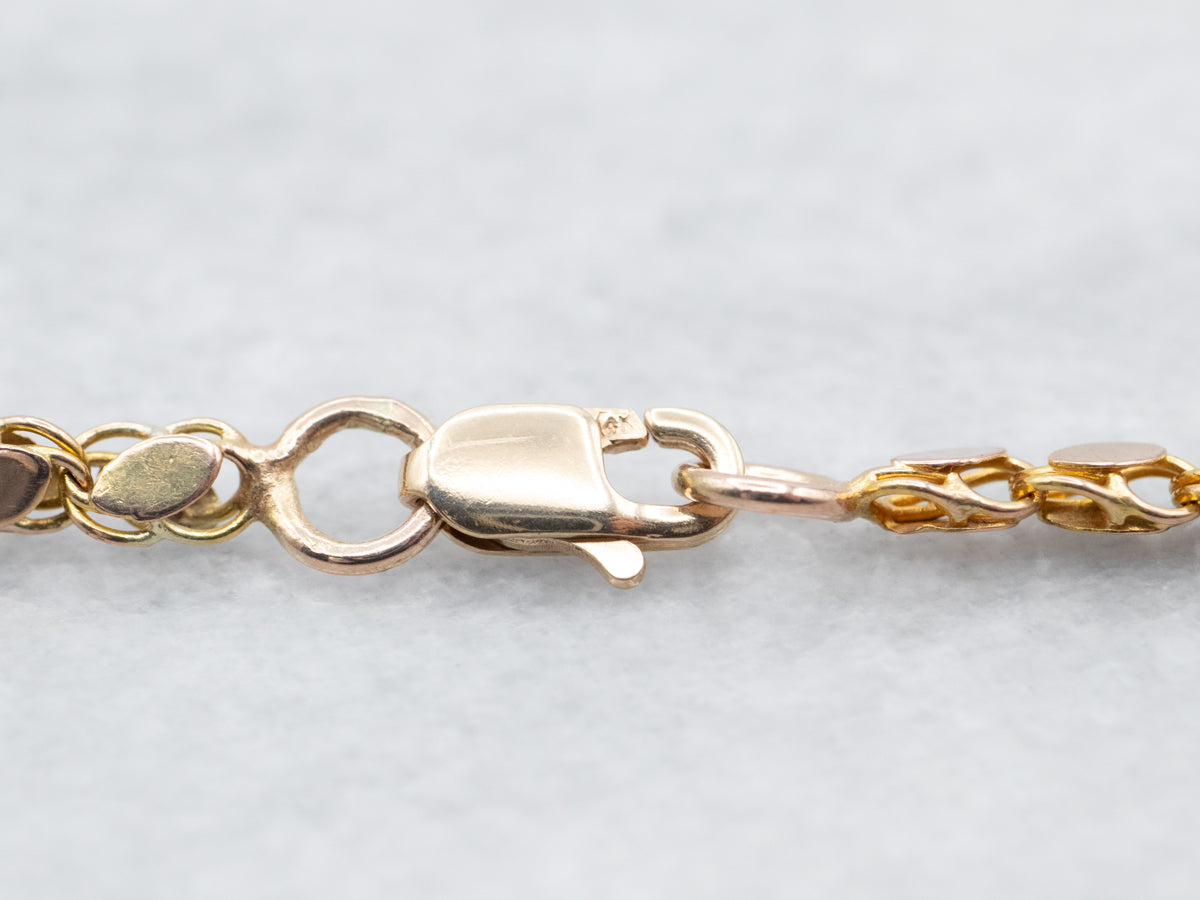 Long Yellow Gold Flat Curb Chain