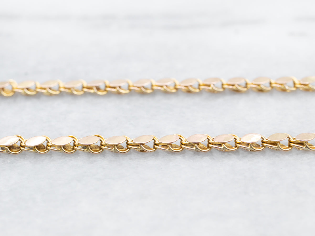 Long Yellow Gold Flat Curb Chain