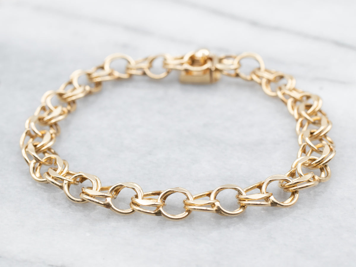 Gold Plated Sterling Silver Double-Chain Link Bracelet, 7