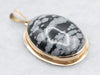 Vintage Gold Snowflake Obsidian Pendant