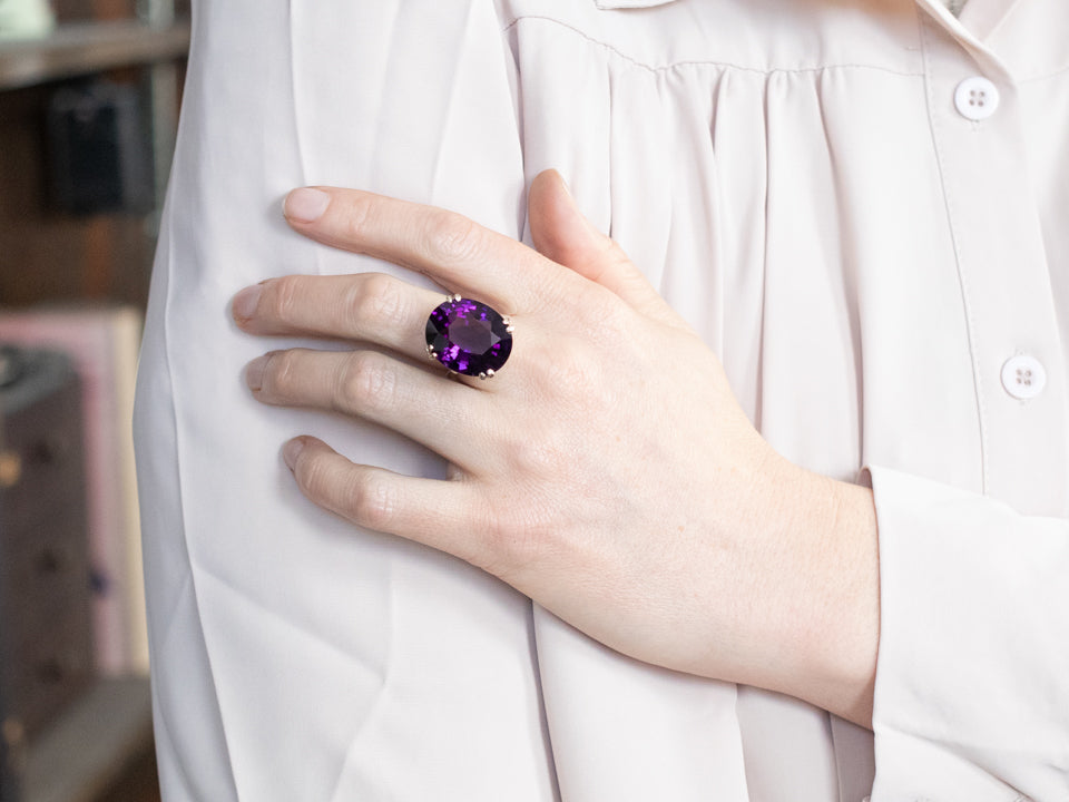 White Gold Amethyst Cocktail Ring