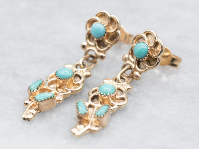 Floral Turquoise Drop Earrings