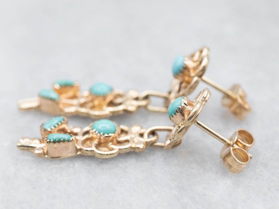 Floral Turquoise Drop Earrings