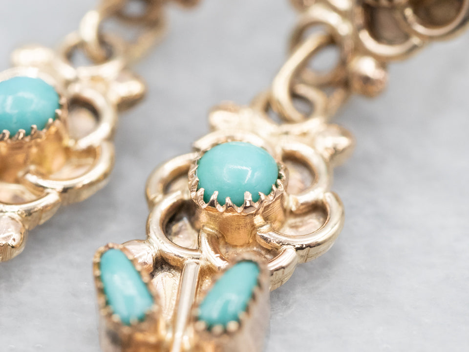 Floral Turquoise Drop Earrings