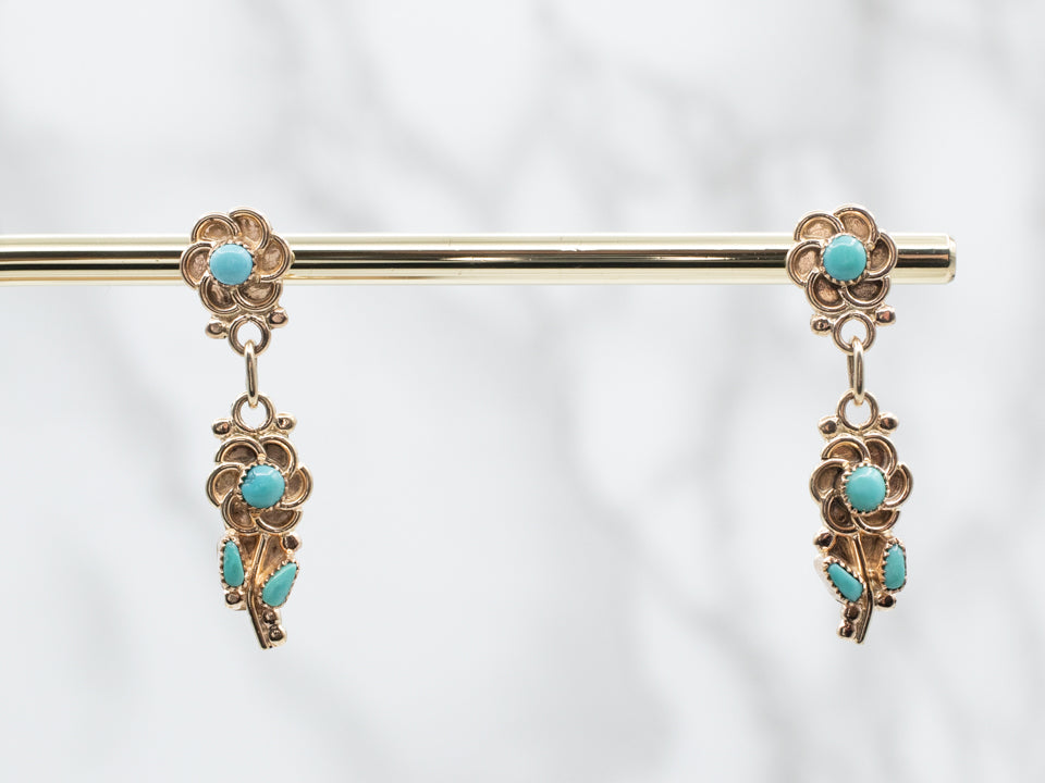 Floral Turquoise Drop Earrings