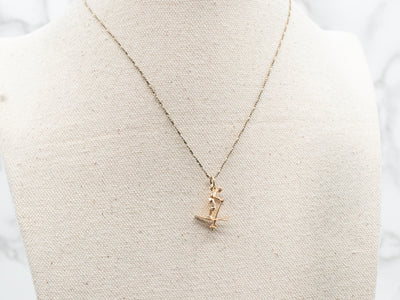 Vintage Cross Country Skier Charm