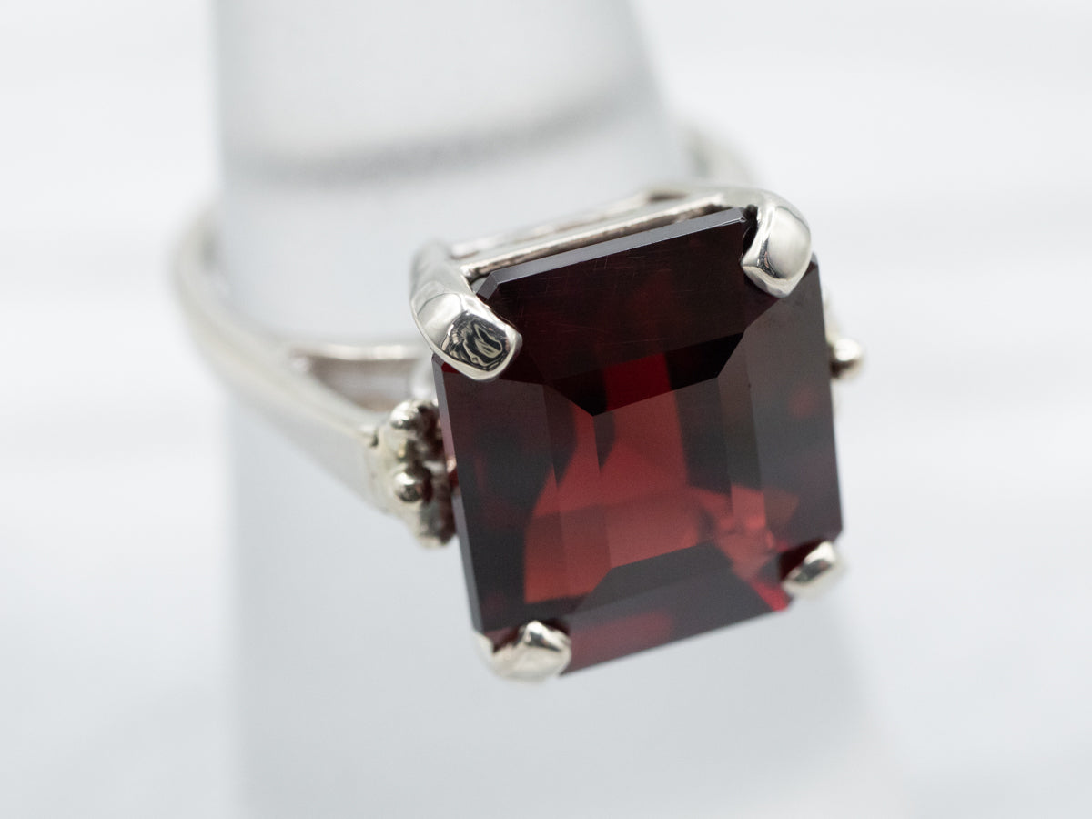 White Gold Garnet Statement Ring
