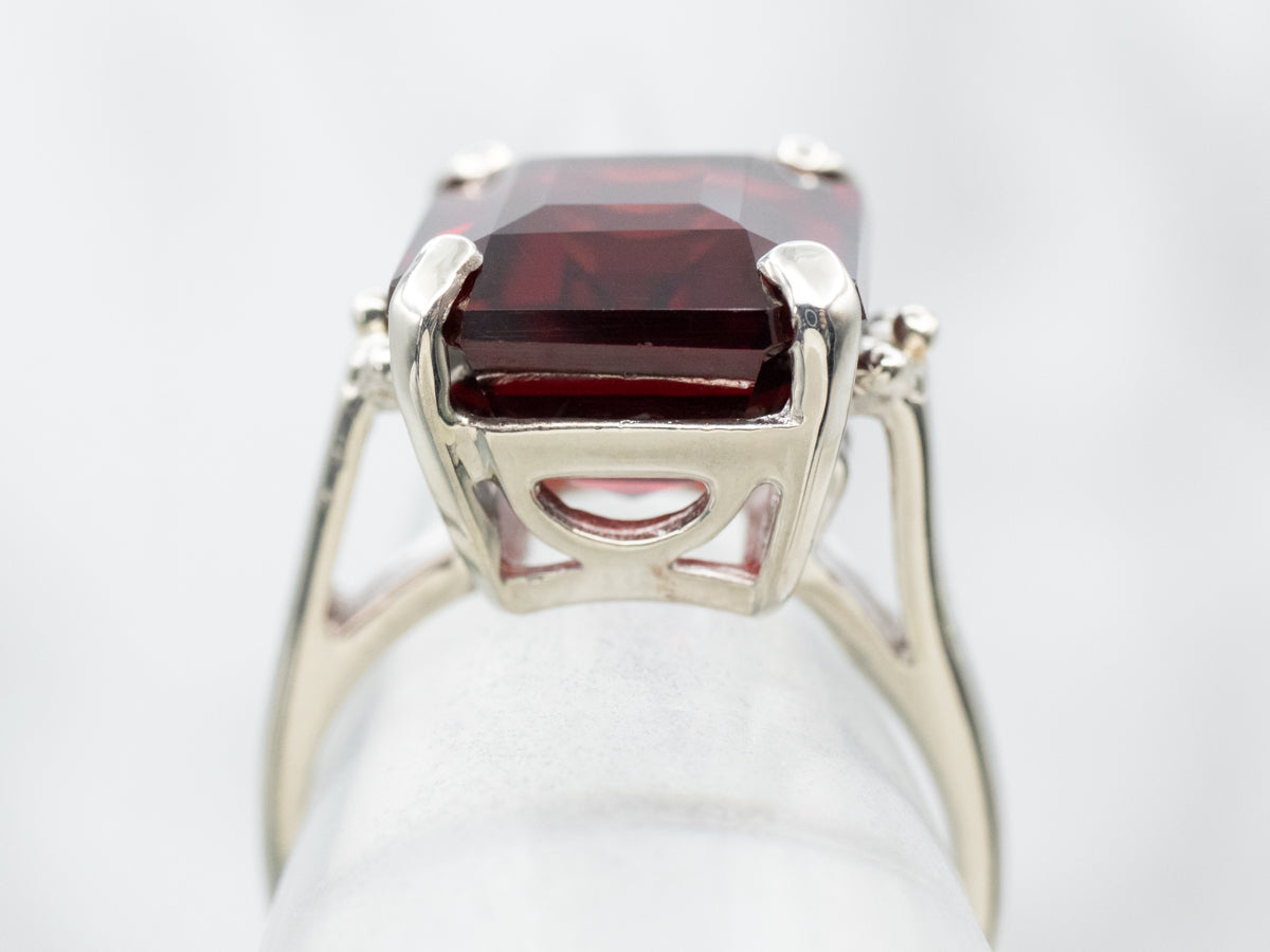 White Gold Garnet Statement Ring