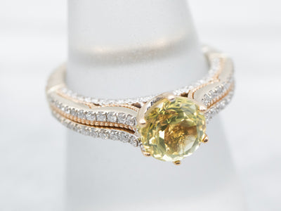 Disney's Belle Lemon Quartz and Diamond Two Tone Gold Engagement Ring