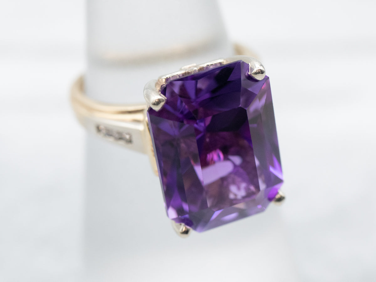 Retro Amethyst and Diamond Ring