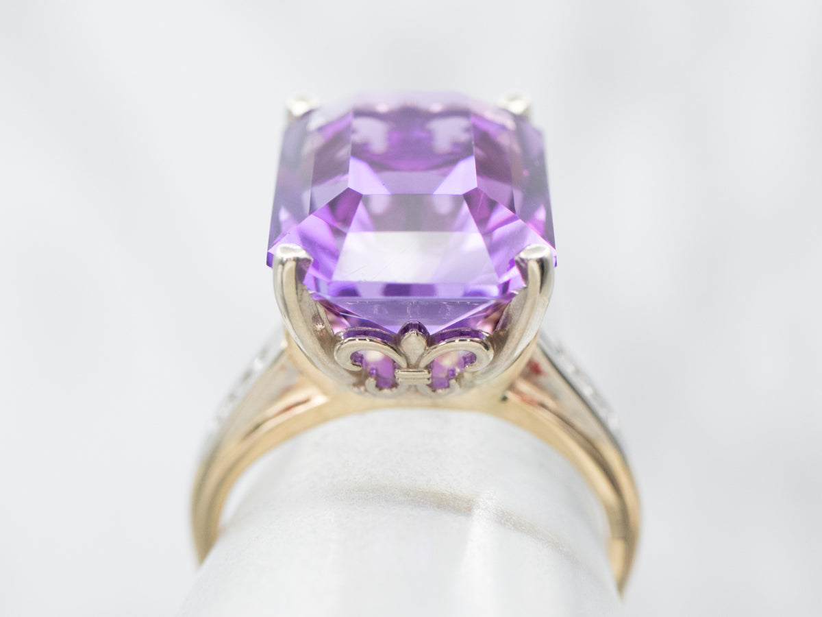 Retro Amethyst and Diamond Ring